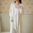 thumbnail image 2 of Homgro Women's Victorian Nightgown Cute Cotton Lace Bishop Sleeve Sleep Shirt Long Pajama Dress Soft Frill V Neck Sleepwear Old Fashioned Vintage Princess Nighty White Medium, 2 of 5