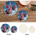 thumbnail image 3 of Coolnut Skydive Flying Pig Round Cotton Pot Holders, Hot Pads, Boho 100% Pure Cotton Hot Coasters Trivets for Cooking and Kitchen - Set of 2 Home Decor Gifts, 3 of 7