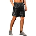 thumbnail image 4 of Pantalones cortos de lentejuelas para hombres, con cintura elástica, brillantes, para fiestas, pantalones cortos de brillo 36 negro, 4 of 6