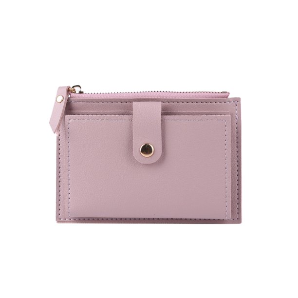 Cartera Cuero PU Con Tarjetero Múltiples Ranuras Color Sólido A La para Mujer (púrpura)