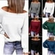 thumbnail image 2 of Suéter de punto suelto de talla grande con hombros abiertos Otoño e invierno Cuello de un solo carácter Suéter de color sólido Suéter de mujer europeo y americano, 2 of 6