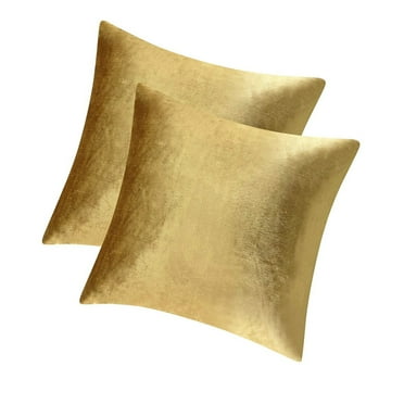 Velvet Decorative Throw Pillow Covers for Sofa Bed 2 Pack Soft Cushion Cover (Gold, Set of 2)