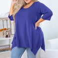 thumbnail image 4 of DuoJiaJ Plus Size Tunic Top For Women 3/4 Sleeve Blouse Purple Gray 3X Clothes Swing Top Crewneck Maternity Loose Fitting Clothing Shirt Women’s Plus Size Long Sleeve T-Shirts Blue, 4 of 4
