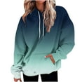 thumbnail image 2 of Zpanxa Women's Gradient Print Hooded Sweatshirt Winter Fleece Pullover Long Sleeve Casual Loose Fit Warm Sweater Top, 2 of 5