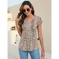 thumbnail image 3 of ZHENWEI Womens Tops Dressy Casual Summer Flutter Sleeve T-Shirts Trendy Ruffle Short Sleeve Loose V-Neck Tunic Tops, 3 of 7