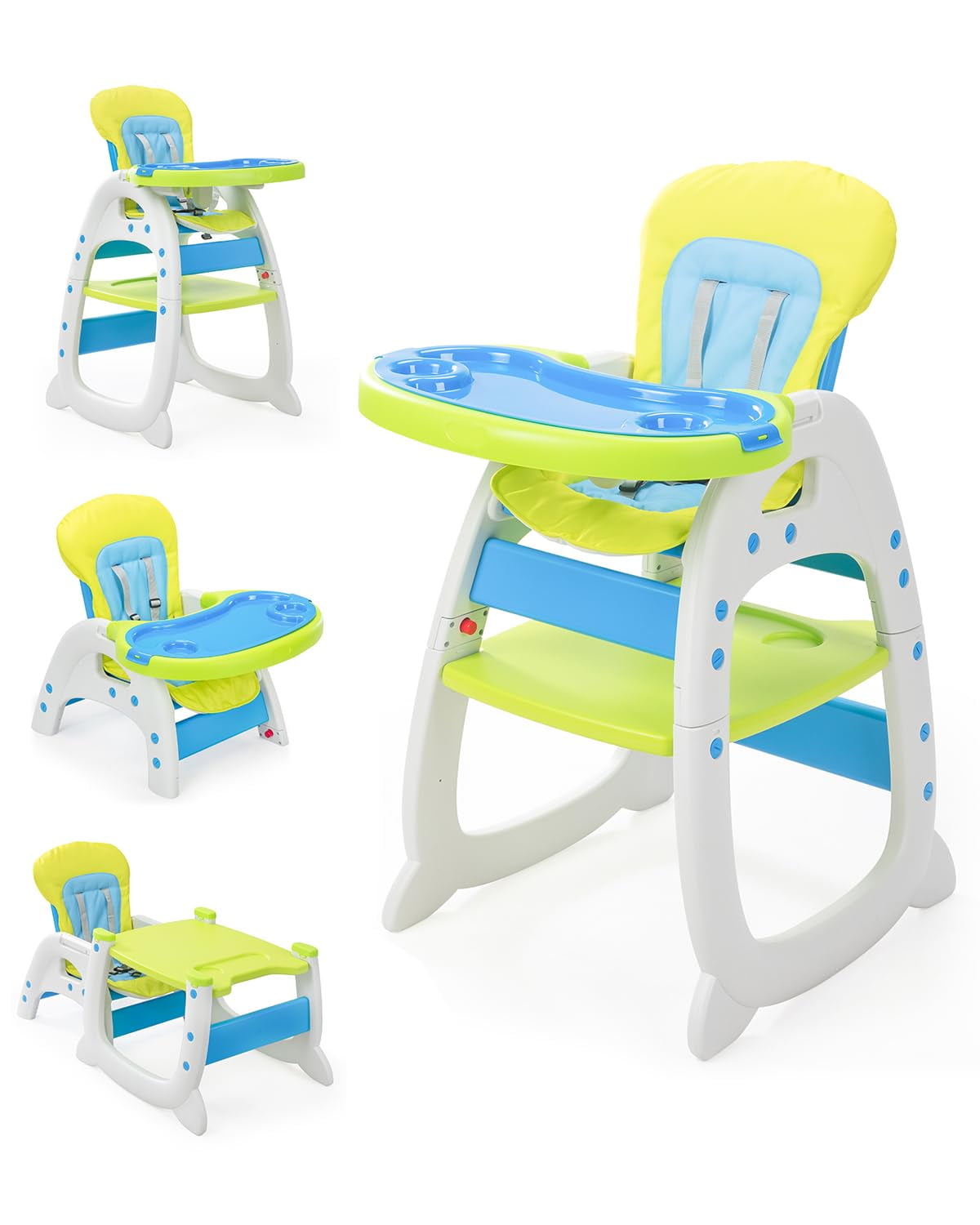 imerelez High Chair, 70' Convertible High Chairs 3 In 1 Baby Chair for Eating, Adjustable Infant Highchair for Babies, Easy Clean Feeding Chair, Multifunctional, Compact, Green