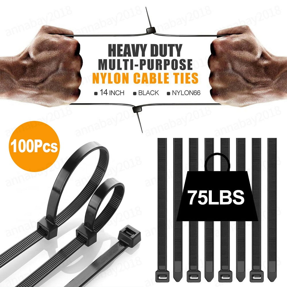 100 Pcs 14' Cable Ties Heavy Duty Nylon Wrap Wire Zip UV Resistant
