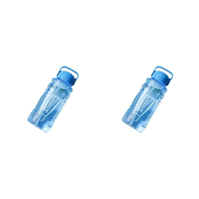 Toystoory Botella de agua con asa y recipiente para beber con pajita, recipiente de plástico de gran capacidad para acampar, ciclismo, Azul 1000ml 2piezas