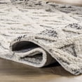 thumbnail image 4 of nuLOOM Mcclaire Handmade High Low Wool Shaggy Geometric Diamonds Area Rug, 5' x 8', Ivory, 4 of 8