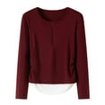 thumbnail image 4 of EDFBUYKRS Womens Dressy Casual Blouse Business Long Sleeve Tops Ruffle V Neck Work Shirt Fall Shirt 2026 M, 4 of 9