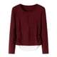 thumbnail image 3 of MHFRRA Camiseta de Manga Larga de Dos Piezas con Cremallera Oculta de Otoño para Una Camisa Plisada Informal. Vino, 3 of 8