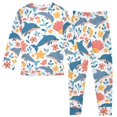 thumbnail image 2 of Dailycode Cotton Pajama Set Snug Fit Long Sleeve Top and Pants for 18M-8Y Cartoon Dolphins and Flowers, 2 of 7