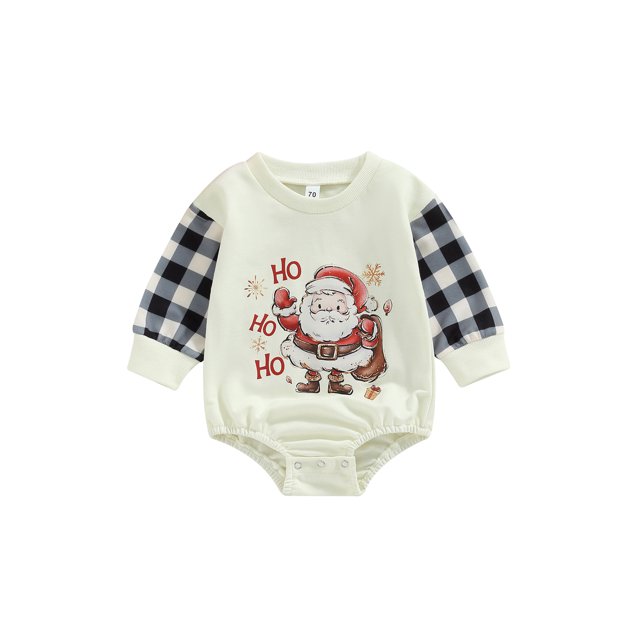 Mono Corto Con Estampado De Letras De Dibujos Animados De Navidad Para Bebé NiñA NiñO XBTCLXEBCO 18-24 Meses;Albaricoque 2