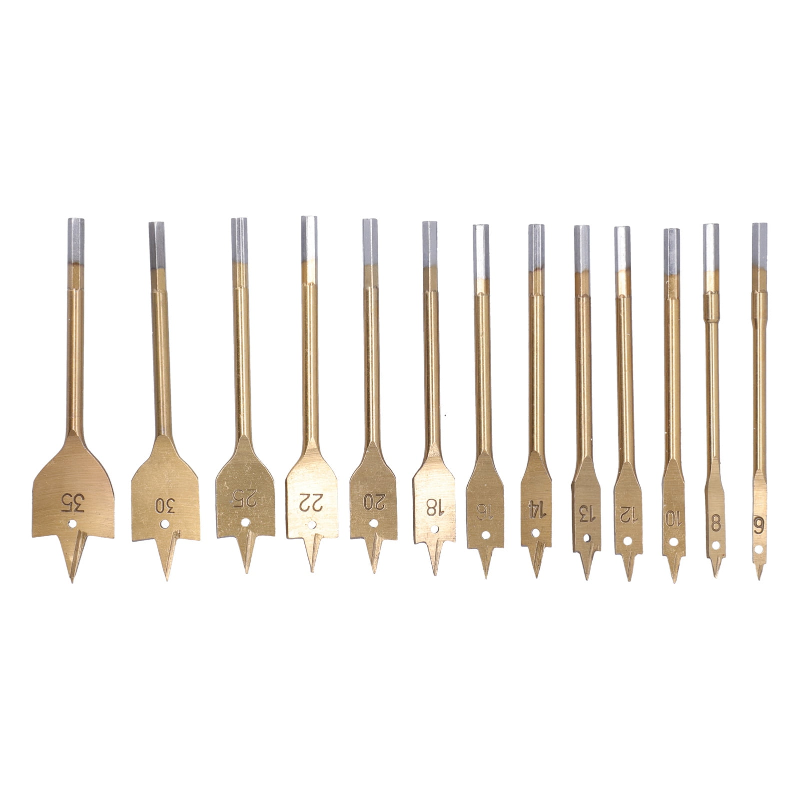 13 Pieces Titanium Coating Carbon Steel Paddle Flat Bit Carbon Steel Spade Drill Bit Set For Hole Cutter Woodworking
