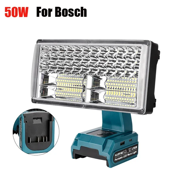 50W LED Portable Work Light for Makita/DeWalt/Milwaukee/Bosch/Ryobi/Black & Decker/Craftsman18V Battery Outdoor Tools
