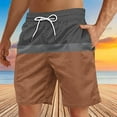 thumbnail image 4 of BiZtdJrK Mens 2025 Summer Big and Tall Beach Shorts Fashion Color Block Elastic Waist Board Shorts Casual Drawstring Sweat Shorts Hawaiian Swim Trunks Brown L Sales of The Day Clearance Prime, 4 of 5