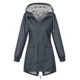 thumbnail image 4 of SHTXOZHI Womens Long Jacket Hooded Loose Coat Adjustable Drawstring Casual Outdoor Top with Pockets, 4 of 8