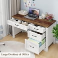 thumbnail image 4 of Farmhouse Executive Desk with Drawers, Wood Computer Desk with Ample File Drawer, Rustic Home Office Desk with Storage for Bedroom, Living Room, White, 4 of 7