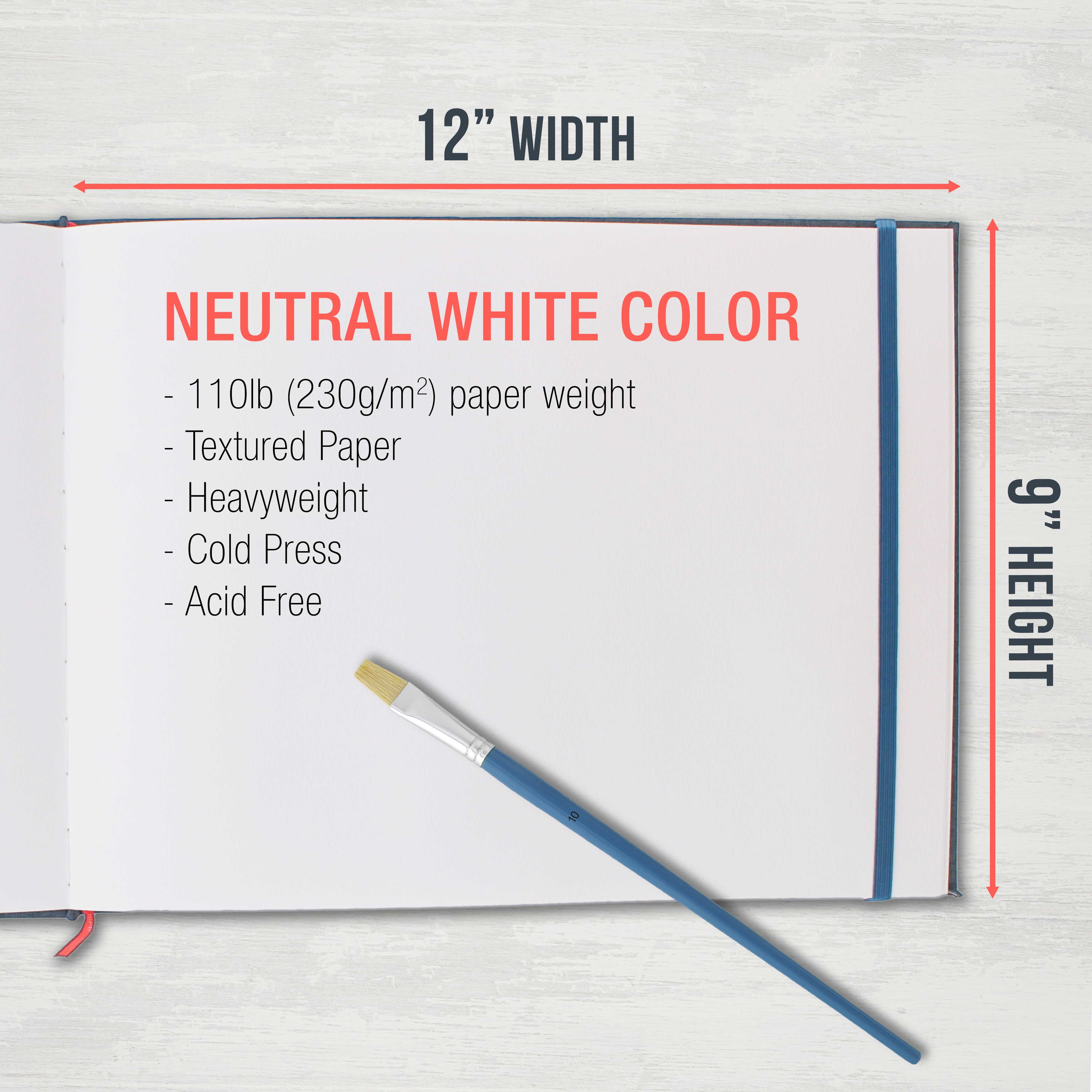 U.S. Art Supply 9" x 12" Watercolor Book, 2 Pack, 76 Sheets, 110 lb (230 gsm) - Linen-Bound Hardcover Artists Paper Pads - Acid-Free, Cold-Pressed, Brush Painting & Drawing Sketchbook Mixed Media