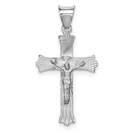 14k White Gold Crucifix Cross Religious Pendant Charm Necklace