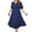 Blue, variant on Elainilye Fashion Women Dresses Plus Size Casual Dress Round-Neck Solid Short Sleeve Mid-Length Loose Dress,Black