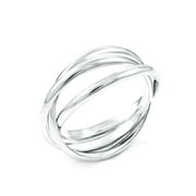 Wedding Band 3 Intertwined 1.5 mm wide Solid .925 Silver ring designer