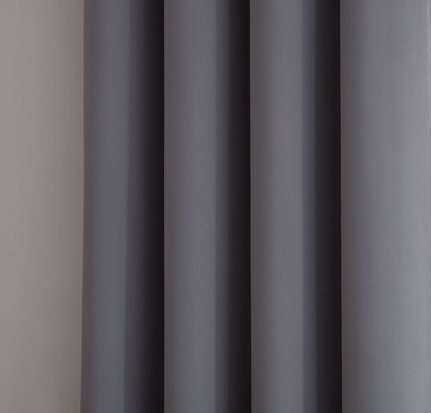 Nicole - Premium Grommet Blackout Window Curtain Panel with Tiebacks - Solid Thermal Insulated Draperies (54" W x 96" L, Light Grey)