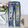 thumbnail image 1 of Aayomet Ripped Jeans Women Patchwork Destroyed Raw Hem Jeans Ripped Hole Denim Pants,Blue XL, 1 of 4