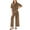 Brown, variant on Lounge Set for Women Travel Outfits 2 Piece Sets Short Sleeve Sweater Top Wide Leg Long Pants Loungewear