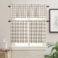 thumbnail image 2 of Pastoral Style Kitchen Curtains Valance and Tier Set 3 Pieces,Khaki Lattice Small Window Curtains Set, 24 Inches Length Rod Pocket Short Window Treatment Tiers For Bathroom Cafe, 2 of 7