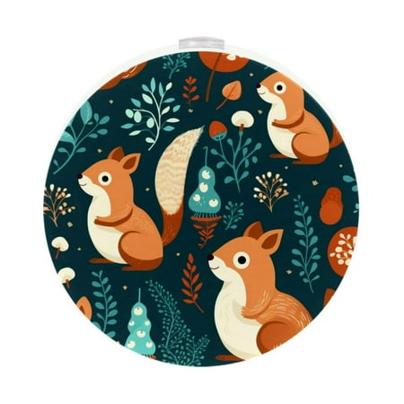 

Squirrel LED Round Night Light-2PCS Dimmable Small Portable Plug-in Lamp with Auto Sensor Soft Glow for Bedroom Bathroom Kitchen Hallway - Energy Efficient Durable Easy to Install - Pack of 2