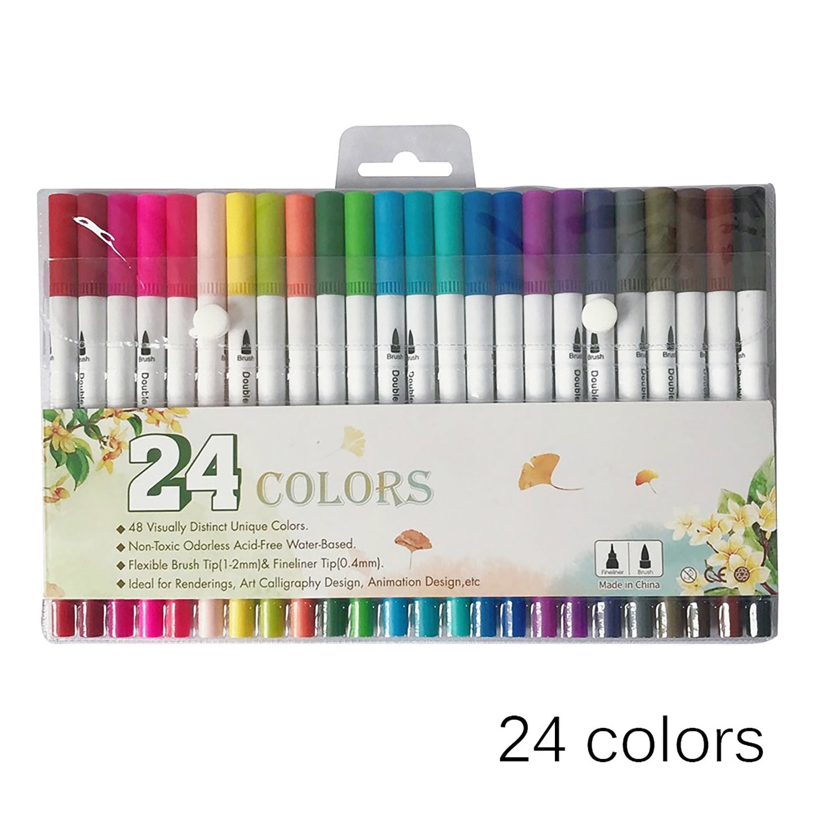 Dual Tips Brush Pen Set, 12/24/36/48 Colours Water Based Twin Tip Sketch  Marker Pen Brush & Fine Tip Markers for Adult Colouring Book, Great Kids
