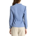 thumbnail image 3 of INSPIRE CHIC Women's Elegant V Neck Long Sleeves Button Down Shirt XS Blue, 3 of 7
