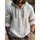 thumbnail image 2 of QUTETN Spring And Summer Solid Color Shirt, And Linen, Buttons, Drawstring, Long Sleeved Hooded Sweatshirt, Daily Casual Wear, Jogging, Men'S Clothing, 2 of 4