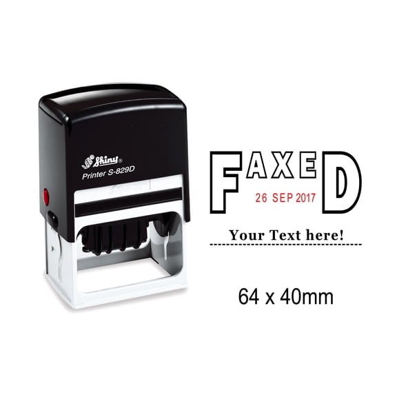 Self Inking Shiny Date Stamp With Faxed & Your Text Here Text Office Stationery Rubber Stamper S-829D
