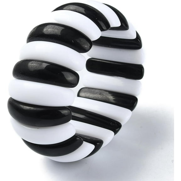 1pc Acrylic Imitation Gemstone Beaded Stretch Bracelet Tile Bracelet Black Inner Diameter: 2-1/4 inch(5.8cm) Wide: 38mm