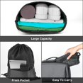 thumbnail image 4 of Bolsa de deporte con cordón negra, mochila con cordón impermeable plegable unisex, bolsa de deporte con cordón para viajes, camping, gimnasio, escuela, natación, playa, piscina (48 * 40 cm)., 4 of 5
