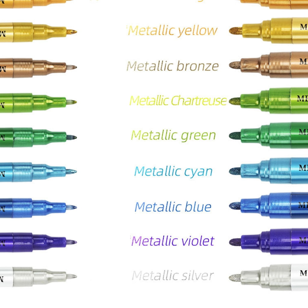 Double Ended Glittered Acrylic Paint Pen 12 Color Metallic Acrylic Marker for Scrapbooking Journal Planner Card Making