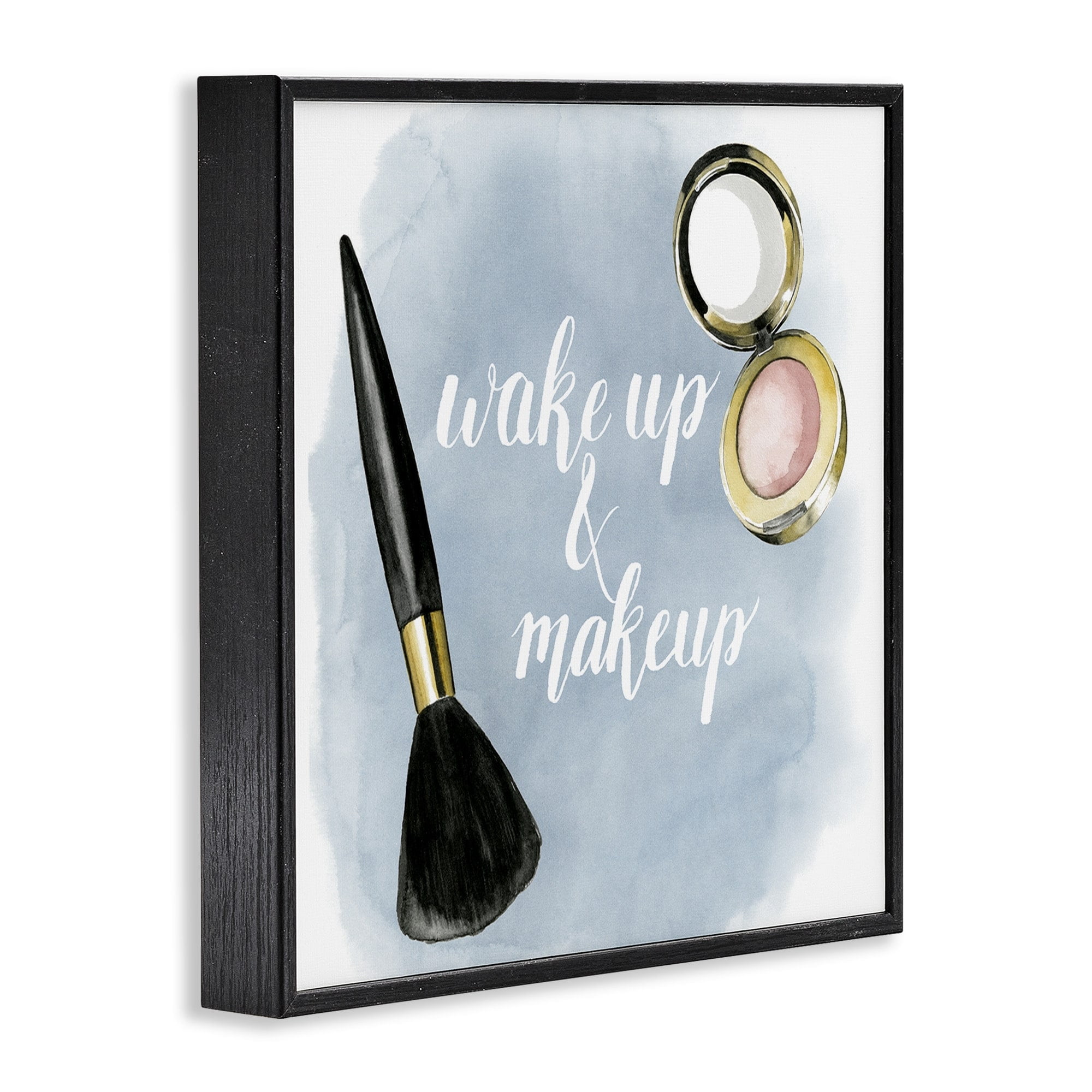 Stupell Industries Watercolor Wake Up & Make Up Beauty & Fashion Painting Black Framed Art Print Wall Art, 12 x 12
