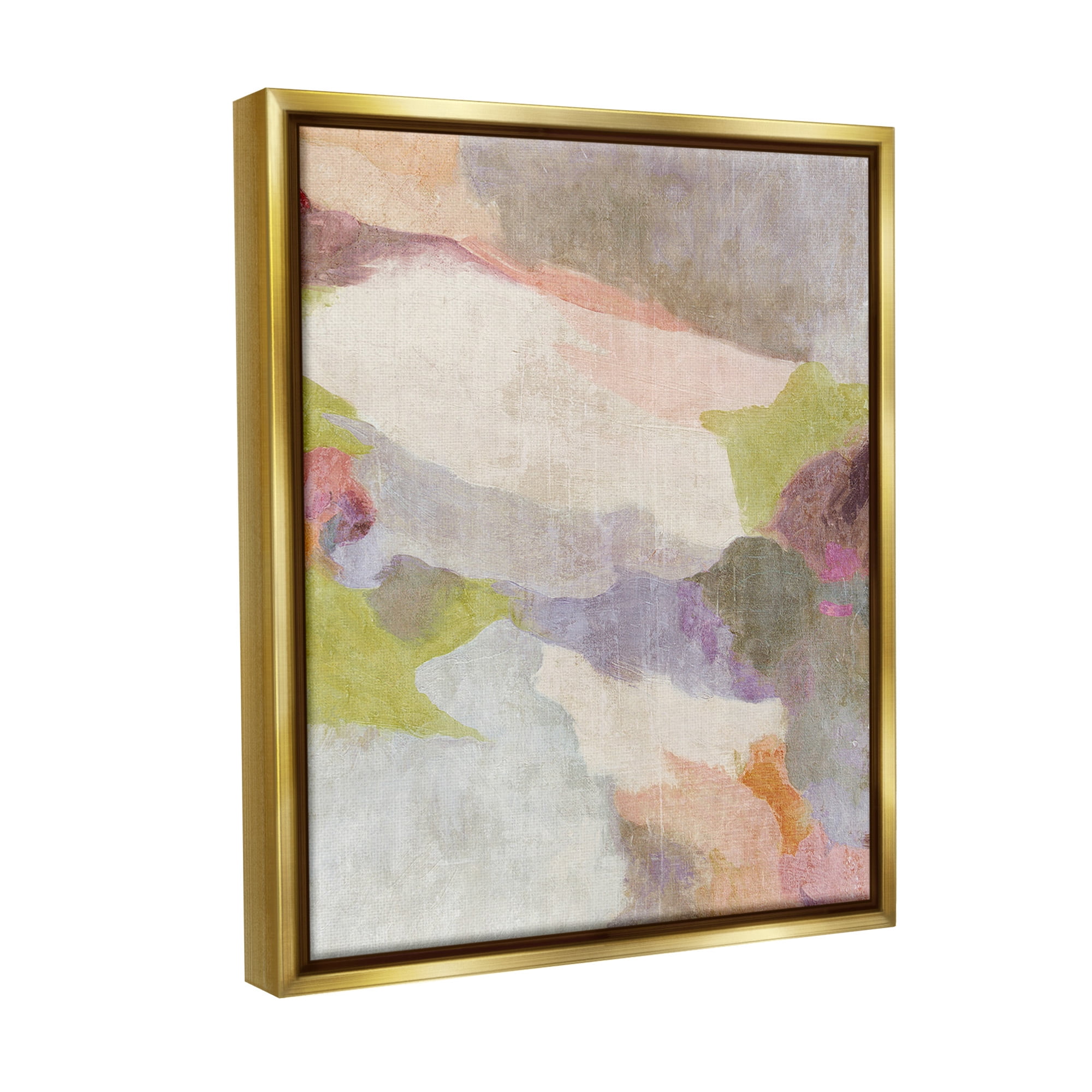 Stupell Industries Subtle Fluid Abstraction Abstract Painting Gold Floater Framed Canvas Art Print Wall Art, 25 x 31
