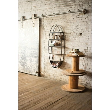 Kalalou Metal and Wood Oval Wall Shelf