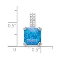 thumbnail image 3 of Auriga 925 Sterling Silver Rhodium-plated Polished Square Blue Opal Pendant (L-18.4mm, W-10.2mm), 3 of 6