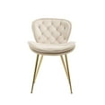thumbnail image 4 of 2 Piece Dining Chairs, Modern Velvet Upholstered Accent Chairs with Back Ring Pull, Comfy Side Chair for Dining Room, Vanity, Living Room, Bedroom, Ivory, 4 of 7