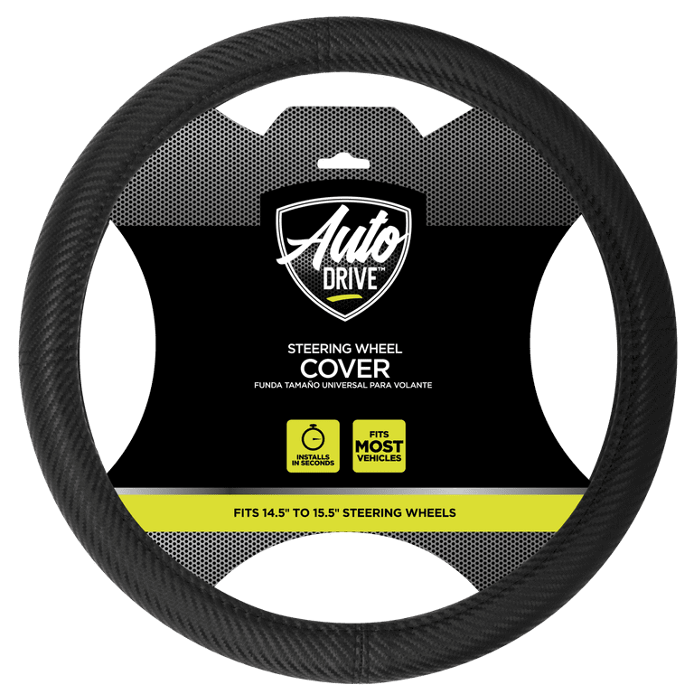 Carbon Fiber Steering Wheel Cover, Black photo 3