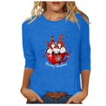 thumbnail image 2 of Meichang Chemises de Noël Manches 3/4 Coupe Ample Col Rond Tops d'Automne T-Shirts Graphiques Classiques Cadeaux pour Femmes pour Noël, 2 of 5