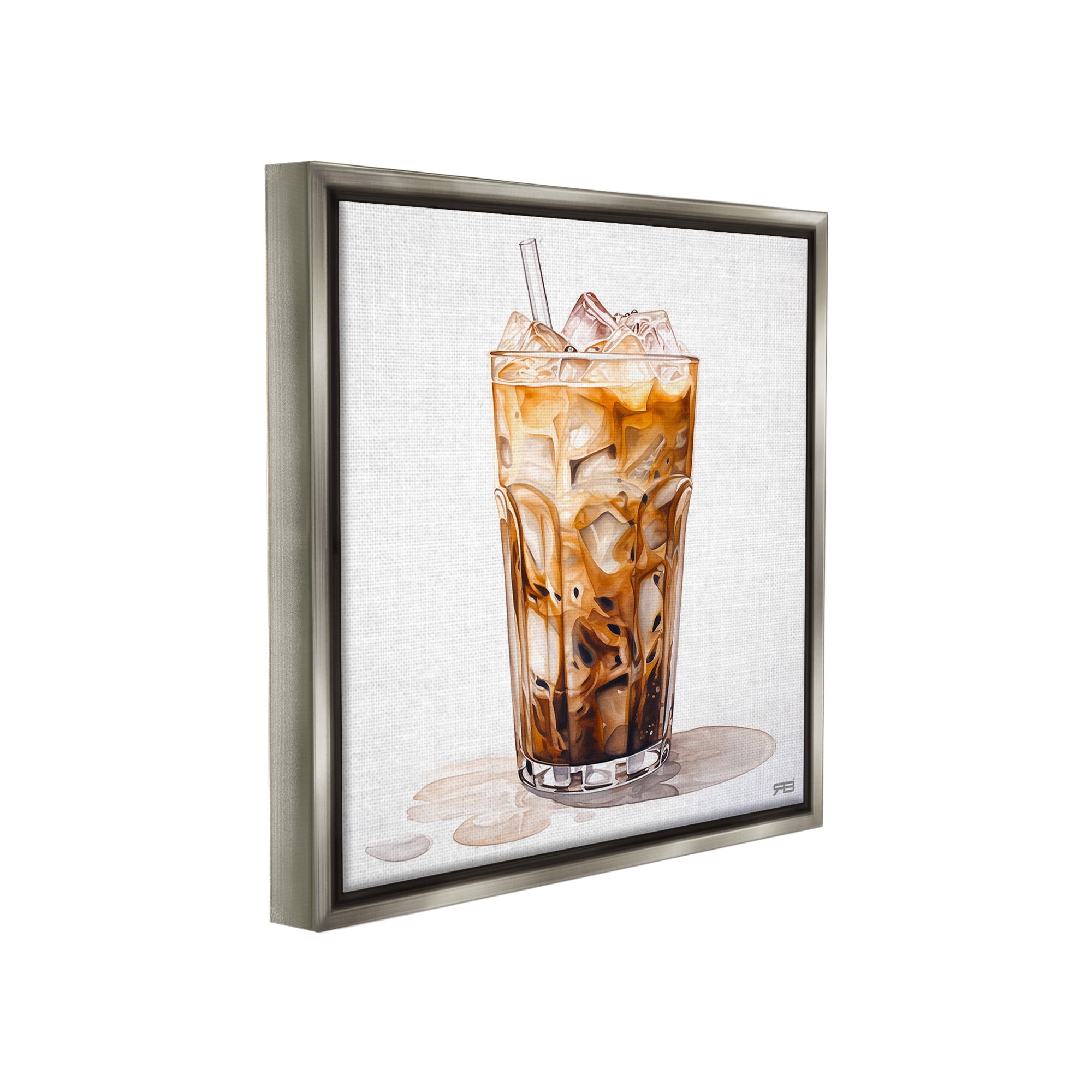 Stupell Industries Coffee with Swirled Milk Food & Beverage Painting Gray Floater Framed Canvas Art Print Wall Art, 18 x 18