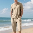 thumbnail image 6 of Rvwovn Men's Casual Summer Shirt and Shorts Set Linen-Blend Breathable Comfortable 2 Piece Outfit, 6 of 7