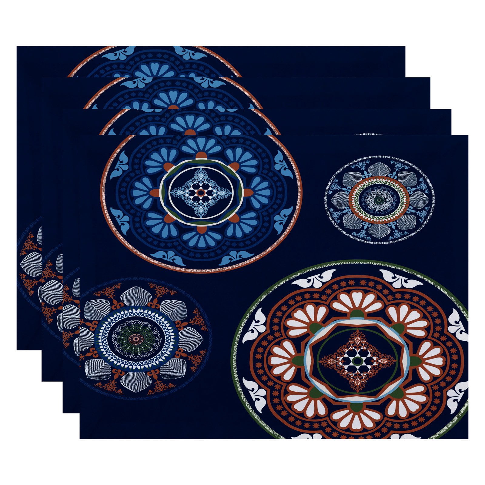 Simply Daisy 18" x 14" Medallions Geometric Print Placemats, Set of 4
