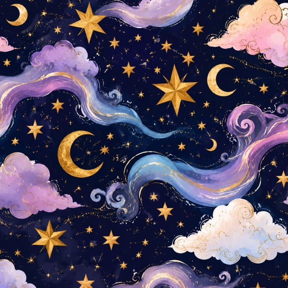 Peel and Stick Wallpaper Celestial Night Sky Moon Stars Colorful Clouds Wall Mural 23.6in x 9.8ft Self Adhesive Removable Wallpaper Renter Friendly for Nursery Bedroom Cabinets
