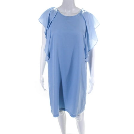 

Pre-owned|BCBGMAXAZRIA Womens Chiffon Shift Dress Light Blue Size M
